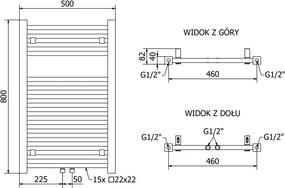 Mexen Pluton grzejnik łazienkowy 800 x 500 mm, 410 W, czarny  - W106-0800-500-00-70