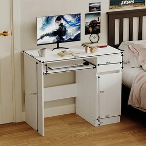 Biurko komputerowe białe – nowoczesne biurko młodzieżowe z szufladą I półką