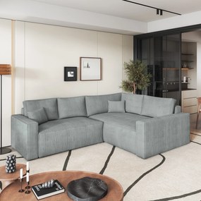 Masseno Narożnik ERONIS z funkcją spania i pojemnikiem na pościel Narozniki L, Rozkładana sofa - Jasnoszary, POSO 55