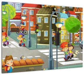 Obraz na szkle - Dziecięce miasteczko (70x50 cm)