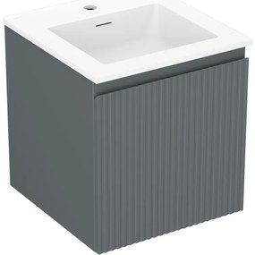 Mexen Rivel szafka łazienkowa 45 cm z umywalką Otis, 1 szuflada, ryflowana , grafit mat/biała mat - 91A20-04547-1-BF66-W18M01