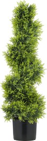 HOMCOM Sztuczny Cyprys 90cm Sztuczna Roślina w Spiralnej Formie, Sztuczne Rośliny w Doniczce, Nowoczesna Dekoracja