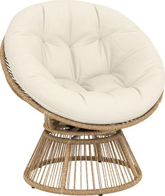 Outsunny Fotel Papasan 360° obrotowy z poduszką stalowa rama okrągły fotel z rattanu fotel wypoczynkowy kremowy | Aosom PL