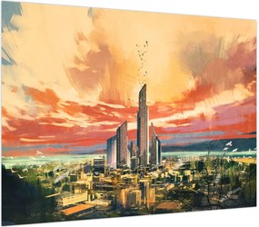Obraz na szkle - Malowane miasto (70x50 cm)