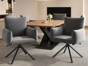 Komplet 6 foteli tapicerowanych - Obracane o 360° - z 4 metalowymi nogami - Aksamit - Szary