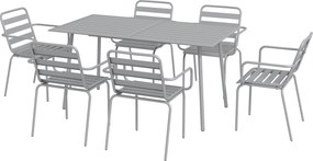 Outsunny Zestaw do jedzenia na zewnątrz, Zestaw mebli ogrodowych, odporny na pogodę, 150 x 80 x74 cm, Jasnoszary