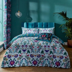 Niebieska pościel dwuosobowa 230x220 cm Mya Tropical Floral – Catherine Lansfield