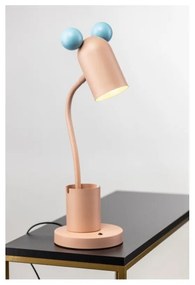 Jasnoniebiesko-różowa lampa stołowa z metalowym kloszem (wysokość 50 cm) Mouse – GTV
