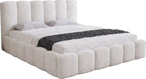 Łóżko dwuosobowe 200x200 Florent - łóżko z pojemnikiem i stelażem drewnianym - boucle, kremowy (Lambi 1)