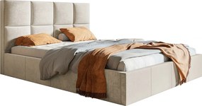 Emporius Fado łóżko 140x200 cm, tkanina aksamitna - łóżko z pojemnikiem na pościel i stelażem - beżowy (Jasmine 21)