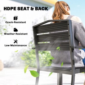 Outsunny Krzesła ogrodowe 4 szt. Sztaplowane krzesła tarasowe z lamelowym designem i podłokietnikami 52 x 51 x 90 cm Czarny | Aosom PL