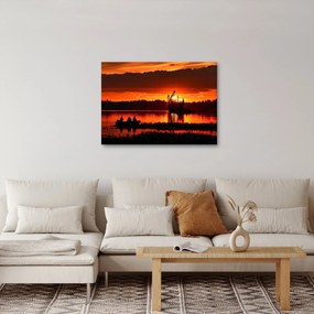 Obraz - Rybacy na jeziorze (70x50 cm)