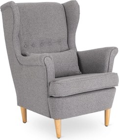 Fotel Wypoczynkowy Uszak EVAN 2 z Podnóżkiem Szary Tapicerowany Nowoczesny