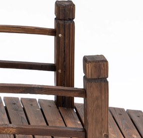 Outsunny Drewniany Most Ogrodowy z Balustradą Ciemnobrązowy Lite Drewno Maks 180kg Dekoracyjny Mostek 152.5x67x48cm | Aosom PL