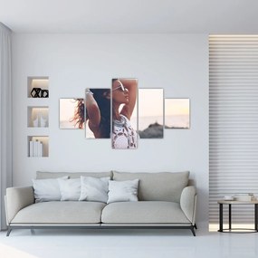 Obraz kobiety na plaży (125x70 cm)