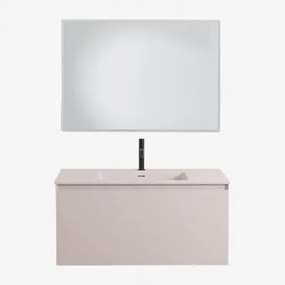 Zestaw Wiszących Mebli Łazienkowych Zintegrowany Z Umywalką Macrae Nature & Prostokątna Lampa Led I Przeciwmgielna 100x70 Cm - Sklum