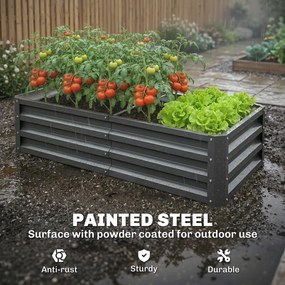 Outsunny Podwyższona Grządka Odporna na Warunki Atmosferyczne z Ocynkowanej Stali z Otwartą Podłogą 120x60x30.5cm Szara | Aosom PL