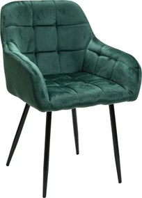Ciemnozielone krzesło do jadalni MARLEN VELVET z czarnymi nogami