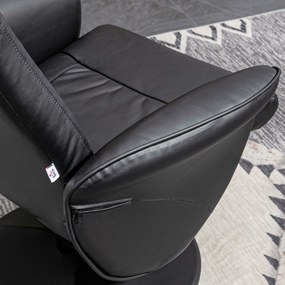 HOMCOM Fotel Relaksacyjny z Podnóżkiem Obrotowy Skóra Ekologiczna Czarny | Aosom PL