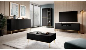 Komoda Nicole 150 cm - czarny mat / złote nóżki
