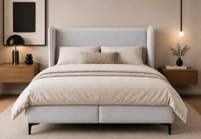 Łóżko kontynentalne Laine z pojemnikiem boxspring bonell H3 tapicerowane 120-200x200 cm