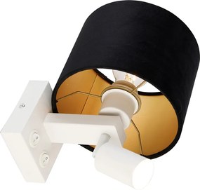 Lampa ścienna biała z lampką do czytania i kloszem 18 cm czarny - Brescia