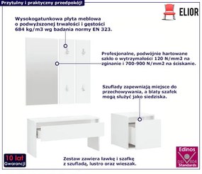 Biały nowoczesny zestaw mebli do przedpokoju - Oreiro
