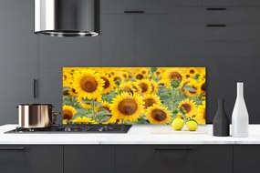 Panel Szklany Złociste Słoneczniki