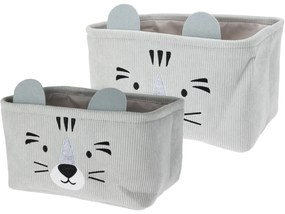 Pojemniki na zabawki CUTIE z uszkami, sztruksowe, 2 sztuki