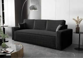 BEDANTE Sofa AMBRO Poso 135 z funkcją spania, czarny, sofa z pojemnikiem, skrzynia na pościel, kanapa do salonu, kanapa, sofa, sofa z funkcją spania