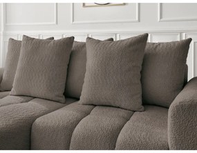 Brązowy rozkładany/ze schowkiem narożnik z materiału bouclé (lewostronny/z szezlongiem) Roxelane – Bobochic Paris