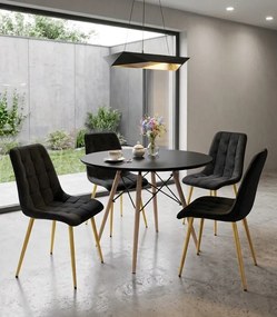 Czarne metalowe krzesło tapicerowane glamour K4-T09