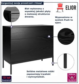 Czarna komoda z 3 szufladami L9-B39