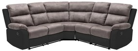 Kanapa narożna z funkcją relax szaro-czarna z mikrofibry i ekoskóry TOLZANO