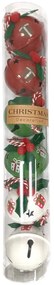 Zestaw 6 sztuk świątecznych dzwoneczków Gifts,średnica 5 cm, czerwono-zielono-białe, metalowe, 4HOME