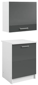 Szafki kuchenne - 1 szafka dolna + 1 szafka górna - 2 drzwiczki - Błyszczący szary i biały - TRATTORIA