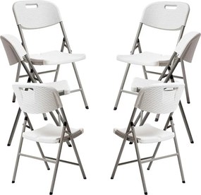 Zestaw 6 Skadanych Krzese Ogrodowych Resin Efekt Rattanu