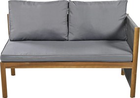 Salon ogrodowy na 7-8 osób - 2 kanapy, 3 taborety i 1 stół jadalniany - konstrukcja z Drewna akacjowego - Szary