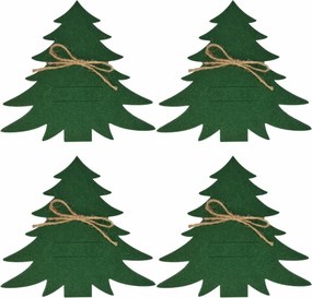 Kieszeń na sztućce X-Mas Tree zielony, zestaw 4 szt.