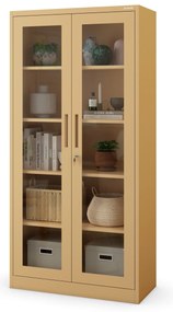 Witryna szklana AMELIA, 900 x 1850 x 400 mm, Fresh Style, beżowa