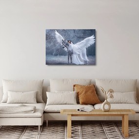 Obraz na szkle dziewczyny na jednorożcu (70x50 cm)