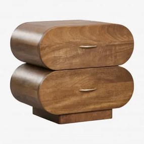 Szafka Nocna 55x35 Cm Z Drewna Mango Elaia Ciemny Drewniany Uchwyt - Sklum