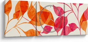 Obraz - Liście pomarańczy (z zegarem) (90x30 cm)