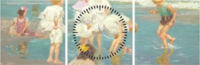 Obraz - Edward Henry Potthast, A Holiday, reprodukcje (z zegarem) (90x30 cm)