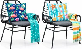 Czarne krzesła ogrodowe z poduszkami 2 szt. S1-P37