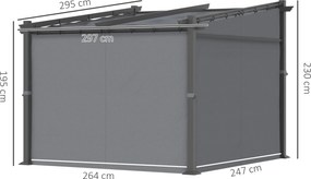 Outsunny Pergola Metalowa 297x295cm Ciemnoszara z Przysuwającym się Dachem | Aosom PL