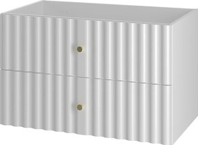 Biała Szafka Łazienkowa pod Umywalkę 80cm Ryflowane Fronty Aqua