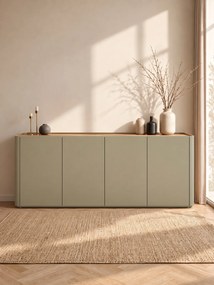 Komoda Elivo 200 cm czterodrzwiowa - eukaliptus / dąb baltic dune