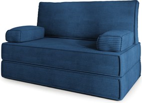 Masseno Sofa piankowa LADIA z funkcją spania, Kanapa z pianki do salonu, Bezmontażowa, Tkanina sztruksowa – Niebieski POSO 05