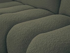 Zielony narożnik z materiału bouclé (lewostronny/z szezlongiem) Azra – Bobochic Paris